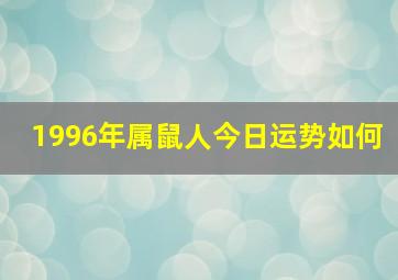 1996年属鼠人今日运势如何