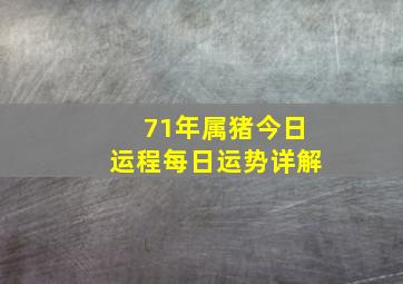 71年属猪今日运程每日运势详解