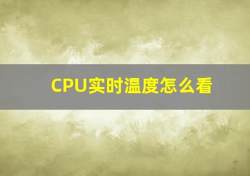 CPU实时温度怎么看