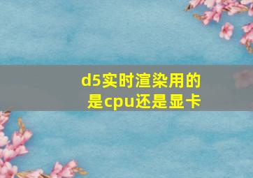 d5实时渲染用的是cpu还是显卡