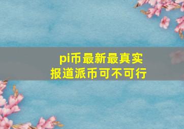 pi币最新最真实报道派币可不可行