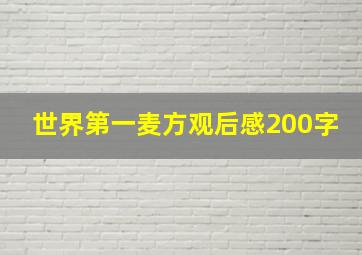 世界第一麦方观后感200字