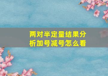 两对半定量结果分析加号减号怎么看