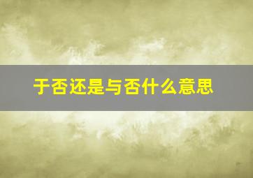 于否还是与否什么意思