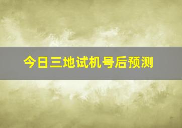 今日三地试机号后预测