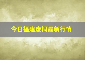 今日福建废铜最新行情