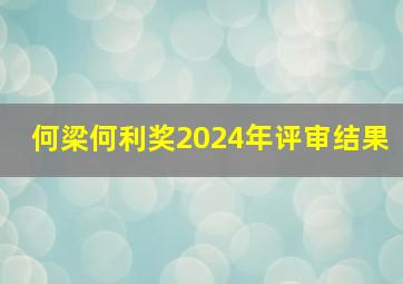 何梁何利奖2024年评审结果