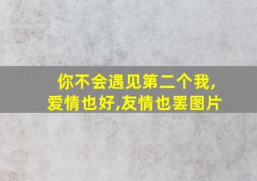 你不会遇见第二个我,爱情也好,友情也罢图片