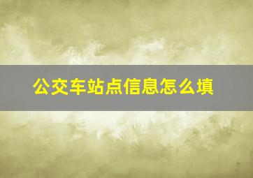 公交车站点信息怎么填