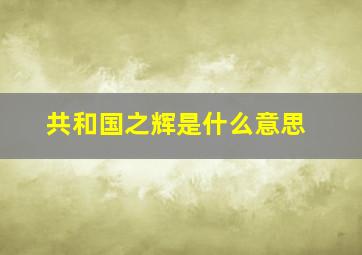 共和国之辉是什么意思