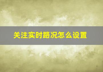 关注实时路况怎么设置