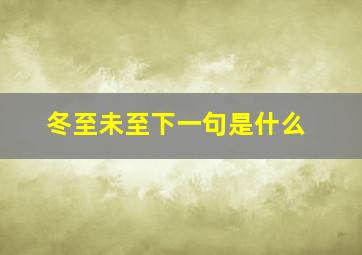 冬至未至下一句是什么