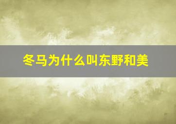 冬马为什么叫东野和美