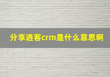 分享逍客crm是什么意思啊