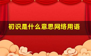 初识是什么意思网络用语