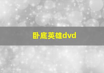 卧底英雄dvd