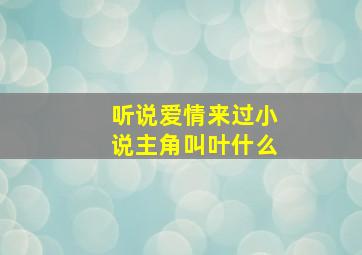 听说爱情来过小说主角叫叶什么