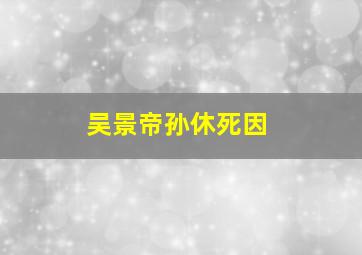 吴景帝孙休死因