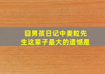 囧男孩日记中麦粒先生这辈子最大的遗憾是