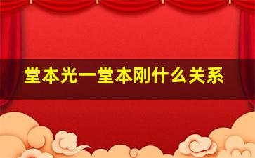 堂本光一堂本刚什么关系