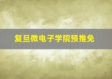 复旦微电子学院预推免