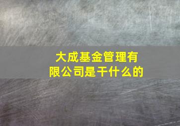 大成基金管理有限公司是干什么的