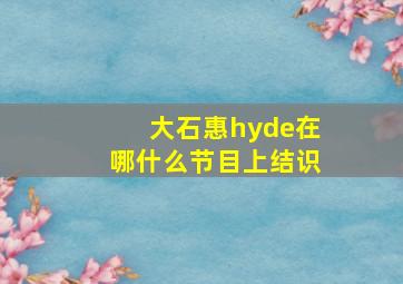 大石惠hyde在哪什么节目上结识