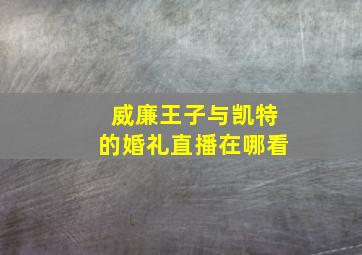 威廉王子与凯特的婚礼直播在哪看