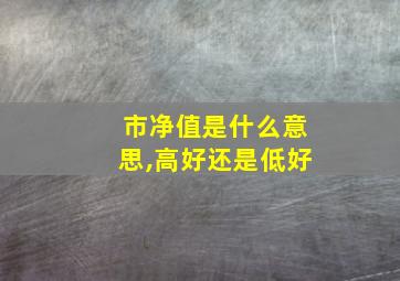 市净值是什么意思,高好还是低好