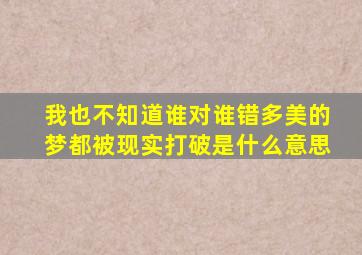 我也不知道谁对谁错多美的梦都被现实打破是什么意思