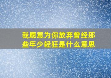 我愿意为你放弃曾经那些年少轻狂是什么意思