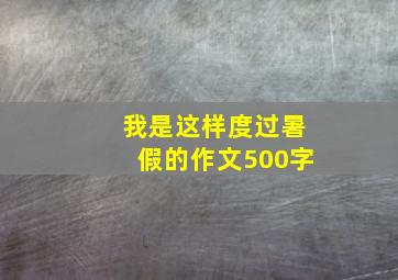 我是这样度过暑假的作文500字