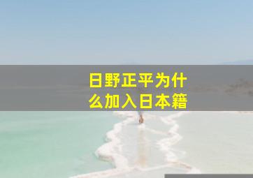 日野正平为什么加入日本籍