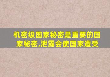 机密级国家秘密是重要的国家秘密,泄露会使国家遭受