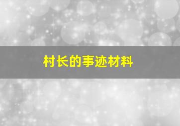 村长的事迹材料