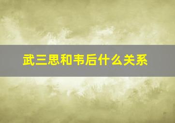 武三思和韦后什么关系