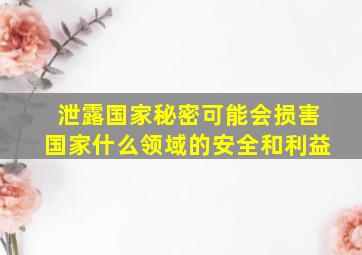 泄露国家秘密可能会损害国家什么领域的安全和利益