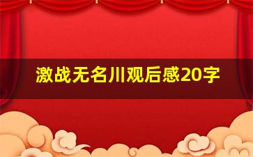 激战无名川观后感20字