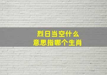 烈日当空什么意思指哪个生肖