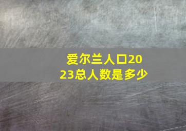 爱尔兰人口2023总人数是多少