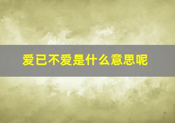 爱已不爱是什么意思呢