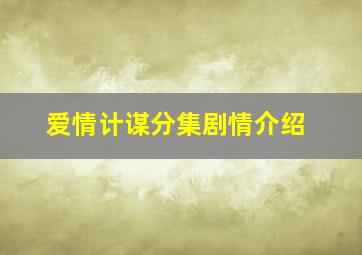 爱情计谋分集剧情介绍