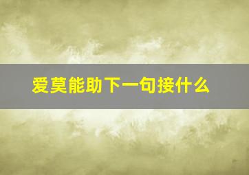 爱莫能助下一句接什么