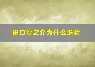 田口淳之介为什么退社