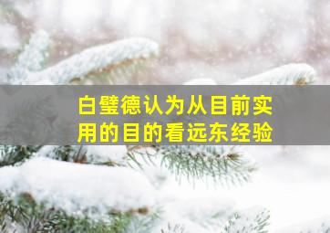 白璧德认为从目前实用的目的看远东经验