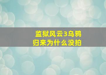 监狱风云3乌鸦归来为什么没拍