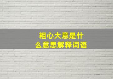 粗心大意是什么意思解释词语