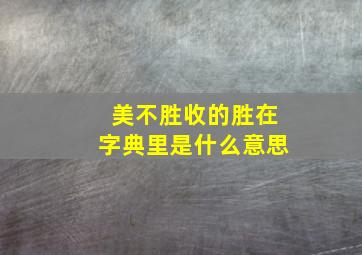 美不胜收的胜在字典里是什么意思