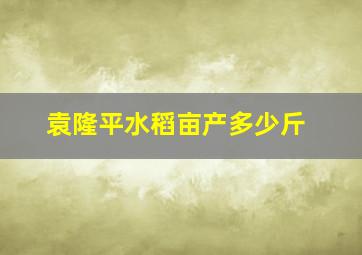 袁隆平水稻亩产多少斤