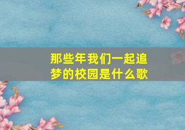 那些年我们一起追梦的校园是什么歌